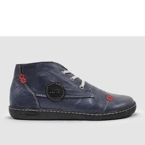 NEW KCR GROUP women's medical-sole wool-lined zip-up leather boots in navy